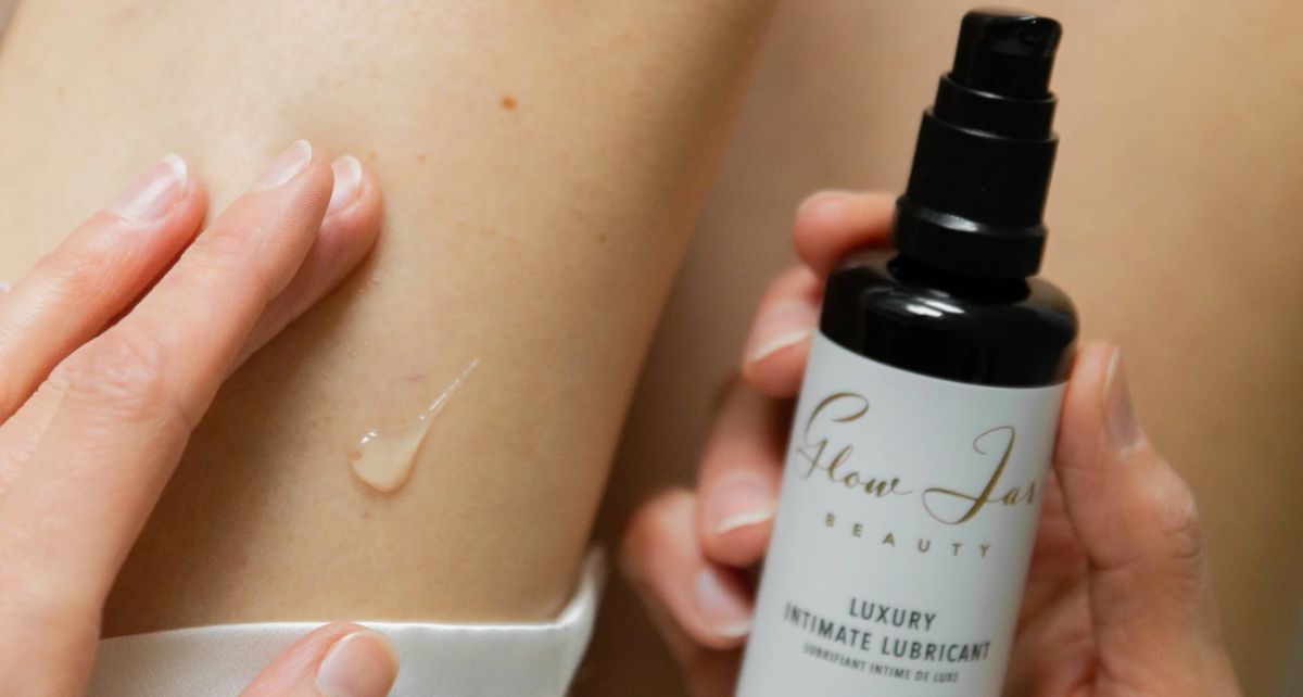 A bottle of Glow Jar Beauty Lube for period care support
