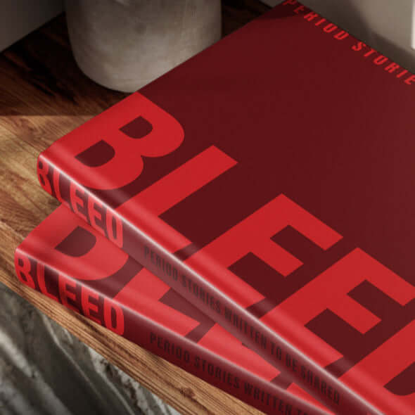 BLEED coffee table book on countertop