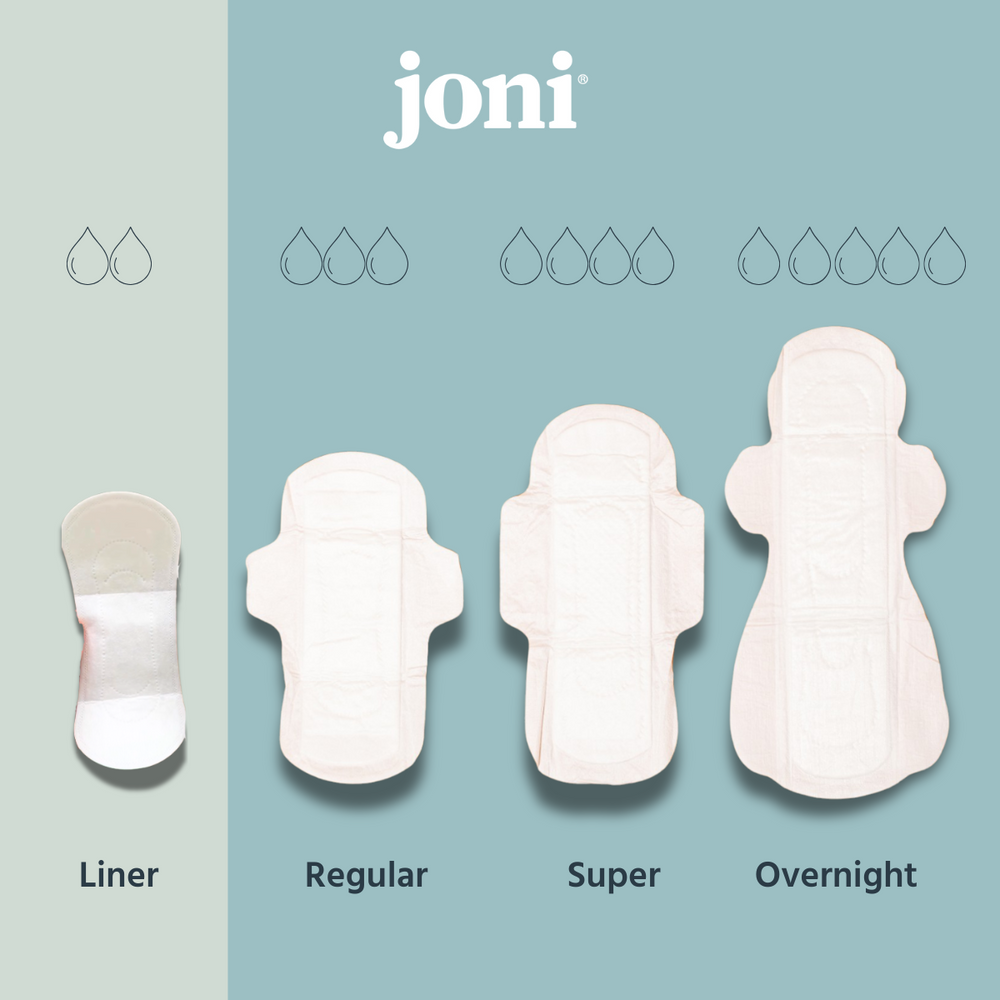 joni organic period pad absorbency chart