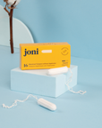 box of joni regular tampons made with organic cotton and without plastic
