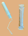 Regular applicator tampons with recyclable plastic applicator and wrapped in eco-friendly packaging.