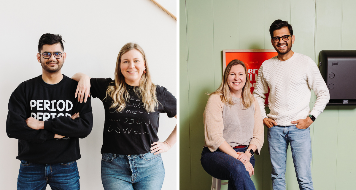 joni Canadian co-founders Jayesh Vekariya and Linda Biggs, 2020 and 2026.