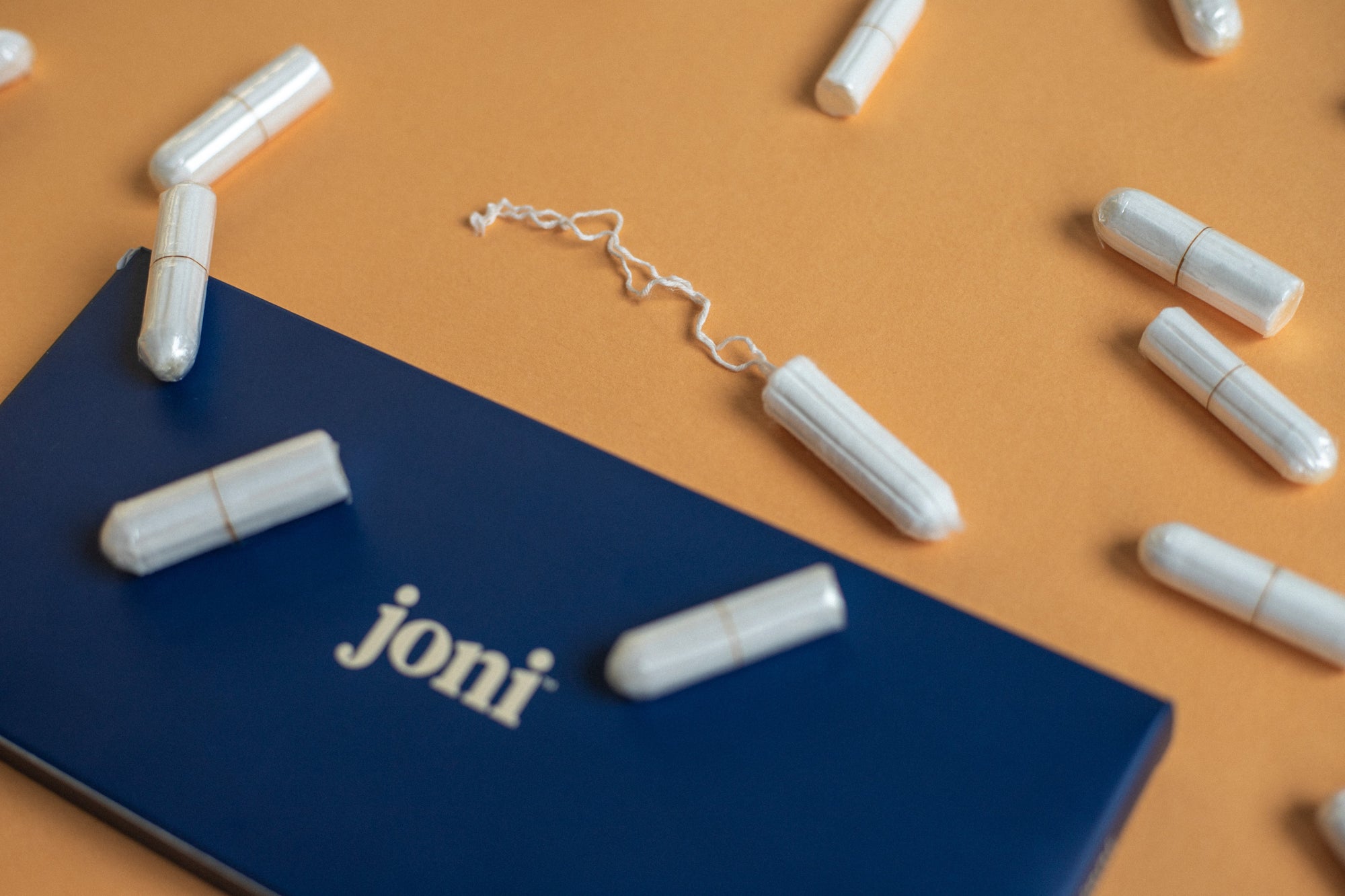 joni box with tampons spread out