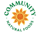 Logo of Community Natural Foods with a sunflower design on a white background