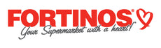 Fortinos logo with red text and a heart symbol on a white background